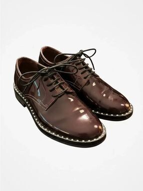 Ash Wilco Bordeaux Cabir Oxfords Metallic Patent Leather Studded EU 39